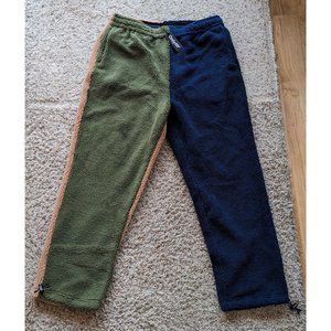 Only NY High Pile Fleece Pants - Multi / XXL - NWT - Green/Blue/Tan colorblock